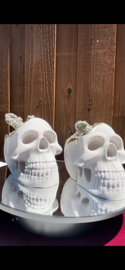 Pyrite Crystal Cement Skull